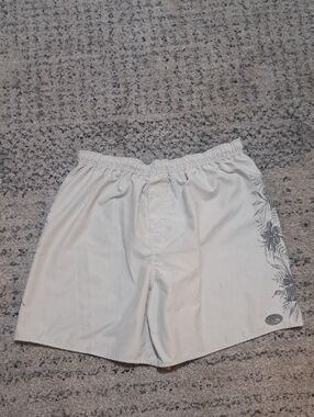 Quiksilver Men's Light Gray Swim Trunks with Floral Side Print